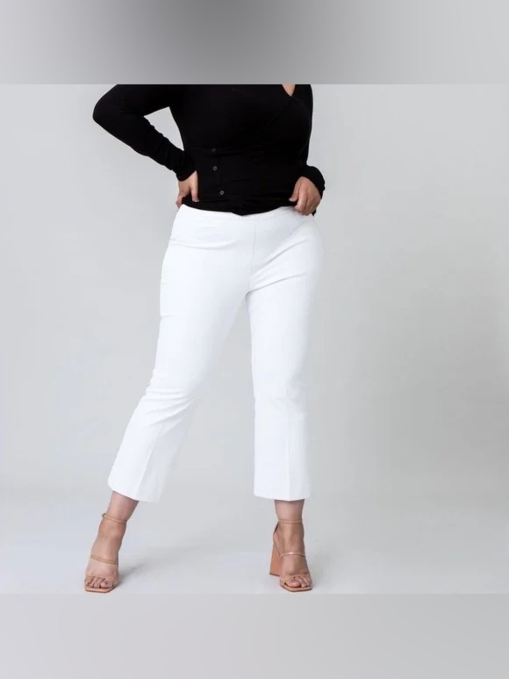 SPANX On The Go Classic White Silver Lining Kick Flare Pull On Pants Women's 2X